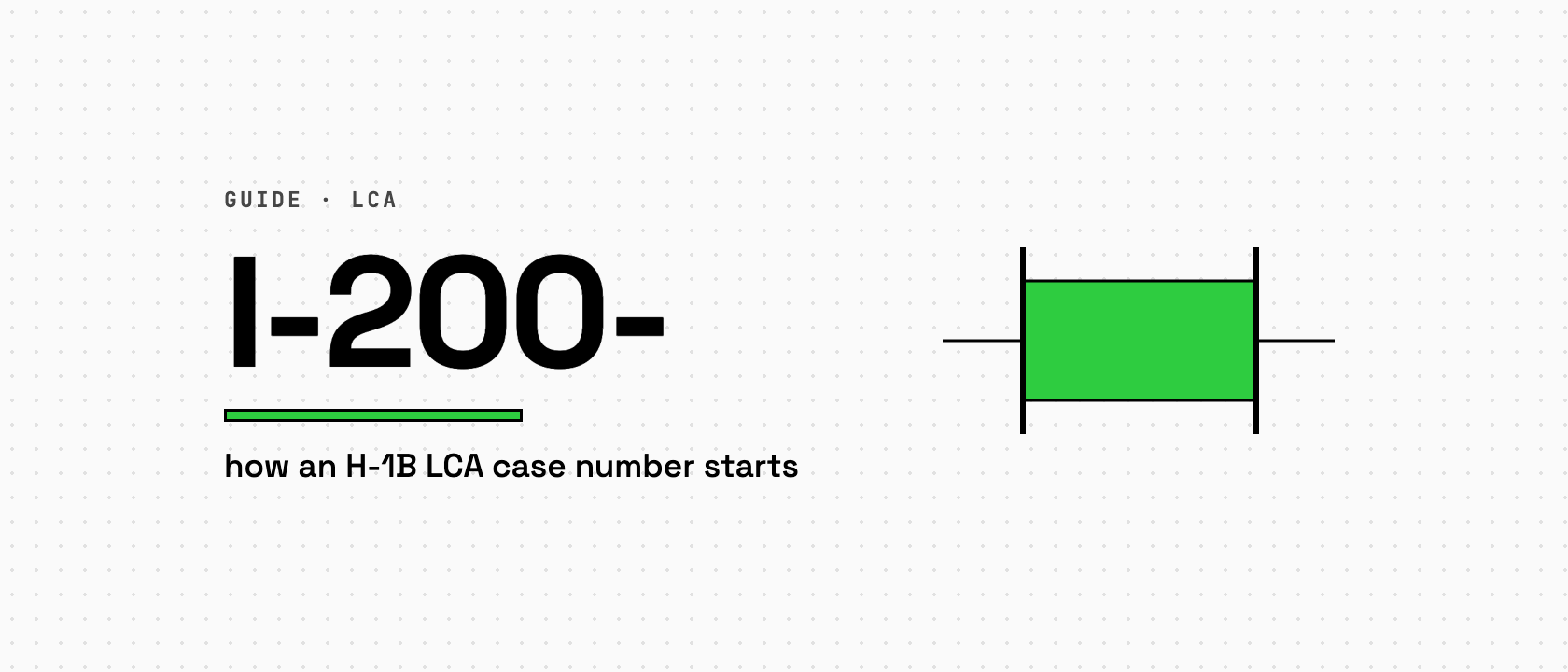 I-200-, how an H-1B LCA case number starts, beside a filled span between two end markers on a rule