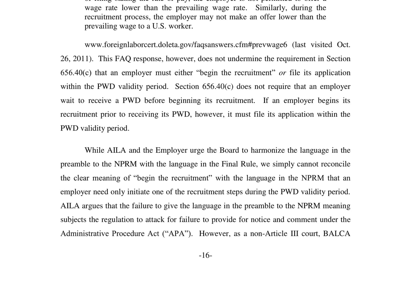 The page of the Board's en banc Karl Storz decision holding that an employer who begins recruitment before its wage determination must file while the determination is valid