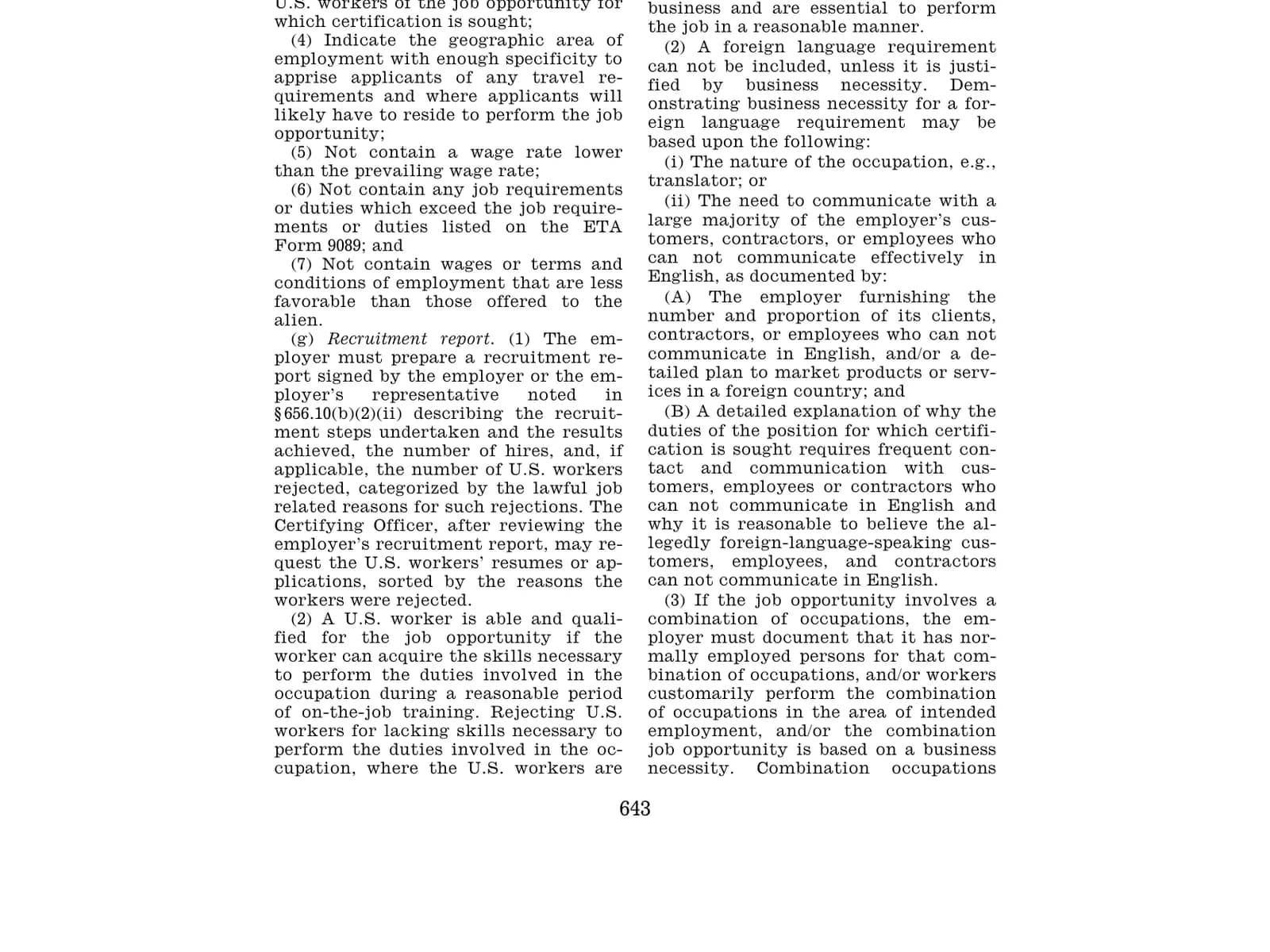 20 C.F.R. § 656.17(g), the recruitment report DOL requires