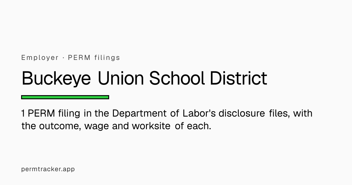 Buckeye Union School District PERM Sponsorship